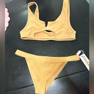 Frankie’s 2 piece bikini Cole bikini top bottoms tan size large color sand